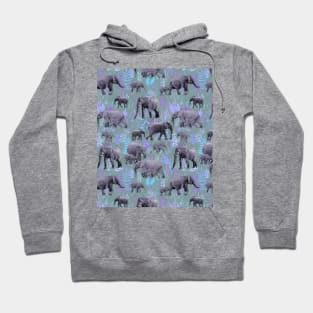 Sweet Elephants in Purple and Grey Hoodie